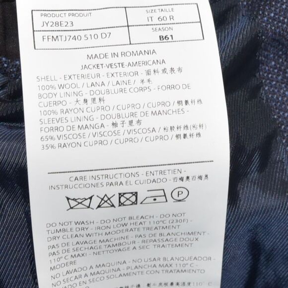 FACONNABLE Mens 100% Wool Suit Navy Blazer Sport Coat Jacket Sz 60 Italy (50 US) - Picture 6 of 8